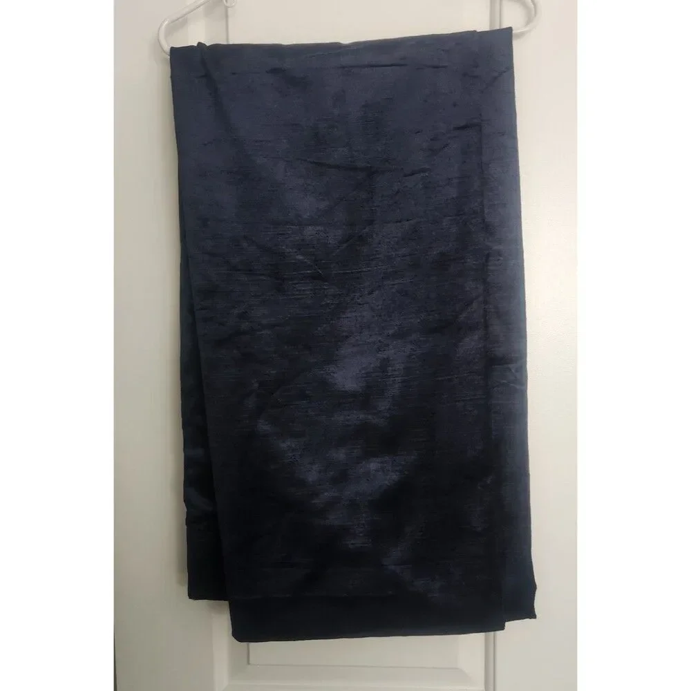 NEW Quince Navy Luster Velvet Room Darkening Curtain Panel 48